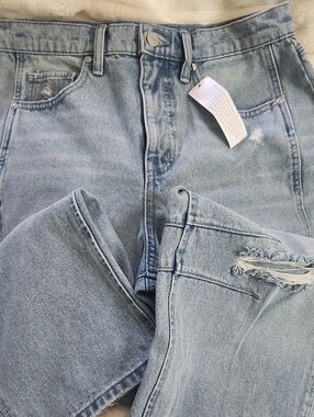 Light Blue Distressed Womens Barrel Jeans